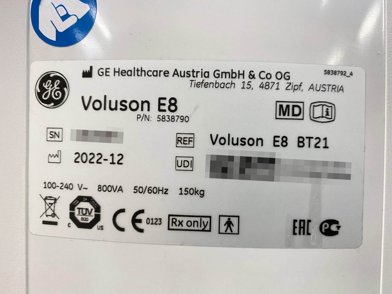 Voluson E8 System Label